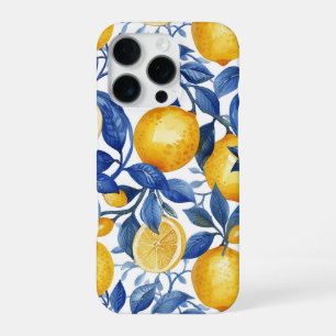 Azulejo Lemons Blue Leaves  iPhone 16 Pro Case