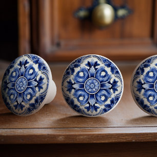 Azulejo Lisbon Patterned Talavera Ceramic Design Knob