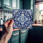 Azulejo Lisbon Patterned Talavera Ceramic Design Tile<br><div class="desc">Indigo Azulejo Blue Portuguese Lisbon decorative Talavera ceramic tiles are a beautiful and unique addition to any home. A high-quality product with a timeless aesthetic. The blue colour of the tiles is inspired by the indigo blue of Lisbon's famous azulejo tiles, adding a touch of history and culture to your...</div>