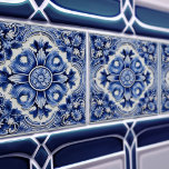 Azulejo Lisbon Patterned Talavera Ceramic Design Tile<br><div class="desc">Indigo Azulejo Blue Portuguese Lisbon decorative Talavera ceramic tiles are a beautiful and unique addition to any home. A high-quality product with a timeless aesthetic. The blue colour of the tiles is inspired by the indigo blue of Lisbon's famous azulejo tiles, adding a touch of history and culture to your...</div>