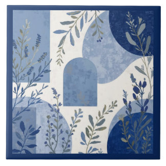 Azulejo Mediterranean Blue Botanical Tile