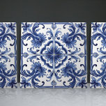 Azulejo Navy Iberian Lisbon Architectural Motif Tile<br><div class="desc">Indigo Azulejo Blue Portuguese Lisbon decorative ceramic tiles are a beautiful and unique addition to any home. A high-quality product with a timeless aesthetic. The blue colour of the tiles is inspired by the indigo blue of Lisbon's famous azulejo tiles, adding a touch of history and culture to your space....</div>