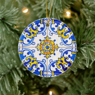 Azulejo Panel Tiles Family Christmas Ceramic Tree Decoration