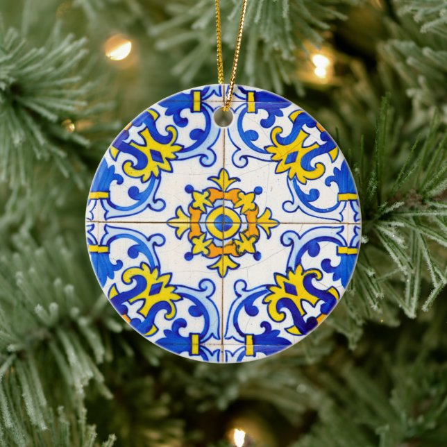 Azulejo Panel Tiles Family Christmas Ceramic Tree Decoration (Tree)