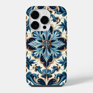 Azulejo Porcelain Blue Tile Mediterranean Pattern iPhone 14 Pro Case