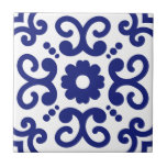 Azulejo Portuguese Mediterranean Blue White 03 Tile<br><div class="desc">Stylish Azulejo Portuguese Mediterranean style pattern ceramic tile blue on a white background. Perfect for a fresh seaside feel interior design backsplash.</div>