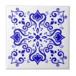 Azulejo Portuguese Mediterranean Blue White A01 Tile<br><div class="desc">Stylish Original Azulejo Portuguese Mediterranean Traditional but still Modern style pattern ceramic tile blue on a white background. Perfect for a fresh seaside feel interior design or backsplash. You can check how the pattern looks like when the tiles are put together on this link: https://www.zazzle.com/azulejo_blue_white_pattern_a01_scrapbook_paper-256758419949776056</div>