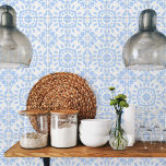 Azulejo Portuguese Mediterranean Modern Blue White Tile<br><div class="desc">This ceramic tile is perfect for a modern new old traditional interior design or backsplash. The tile features a Portuguese Mediterranean style pattern in stylish fresh light blue and white colour, perfect for any space. Use it as an accent piece in your kitchen, bathroom or living room. Available in two...</div>
