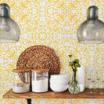 Azulejo Portuguese Mediterranean Yellow White 3 Tile<br><div class="desc">This ceramic tile is perfect for interior design or backsplash. The tile features a Portuguese Mediterranean style pattern in warm yellow and white colour,  perfect for any space. Use it as an accent piece in your kitchen,  bathroom or living room. Available in two sizes. Cover photo credit: Uliana Kopanytsia</div>