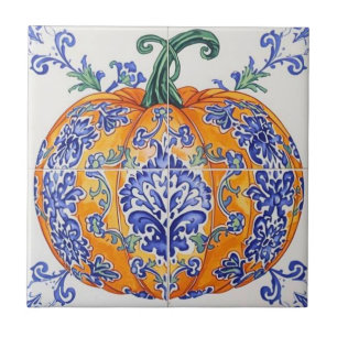 Azulejo pumpkin orange mosaic vintage bulk tile