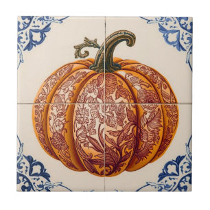 Azulejo pumpkin orange mosaic vintage bulk tile