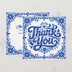 💙 Azulejo Square Thank‑You Card 