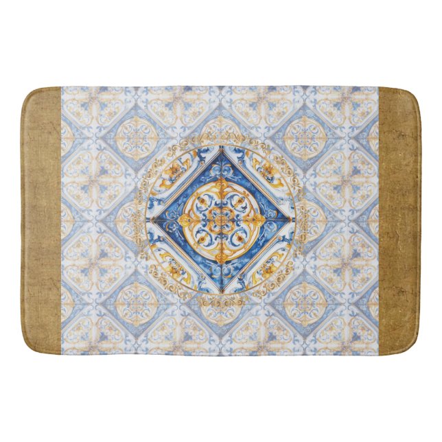 Azulejo Talavera Florentine Tile Look Bath Mat (Front)