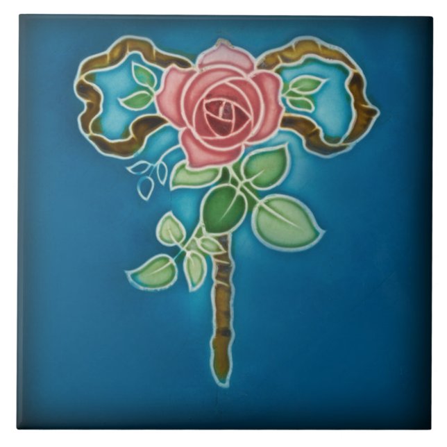 Azulejo Tile art nouveau style decorative fireplac (Front)