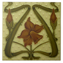 Azulejo Tile art nouveau style decorative fireplac