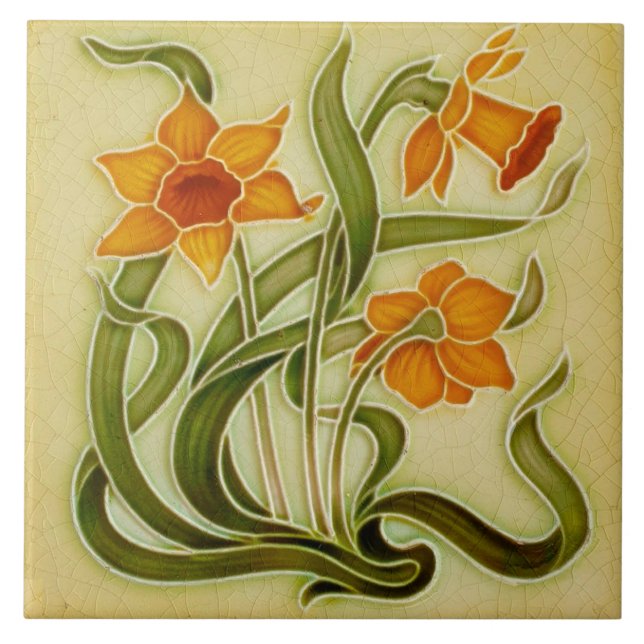 Azulejo Tile art nouveau style decorative fireplac (Front)