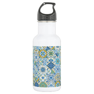 Azulejo tiles in blue and yellow 532 ml water bottle