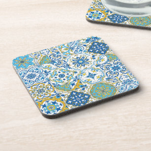 Azulejo tiles in blue and yellow coaster