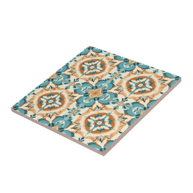 Azulejo Turquoise Mocha Delight Tile (Side)