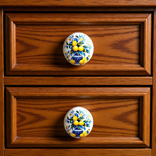 💙💛 Azulejos Amalfi Lemons Ceramic Knob