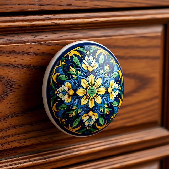 💙💛 Azulejos  Andalusian Sun Ceramic Knob (Azulejos Andalusian Sun Ceramic Knob)