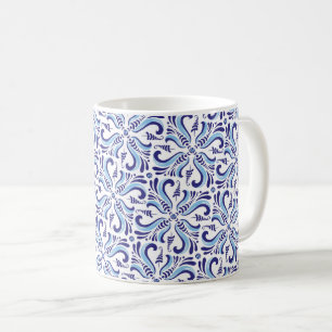 Azulejos Blue Floral Pattern Coffee Mug