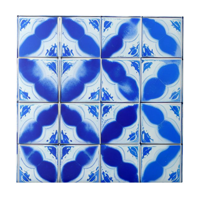 Azulejos blue geometric art tiles (Front)