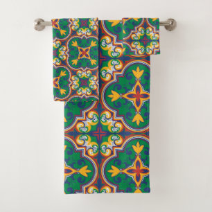 💛🧡💚 Azulejos, decorative pattern from Lisbon Bath Towel Set