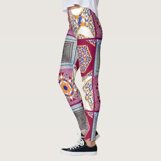 Azulejos Geometric Tiles with a CG twist Leggings (Left)