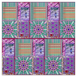 Azulejos Geometric Tiles with Bird of Peace Fabric