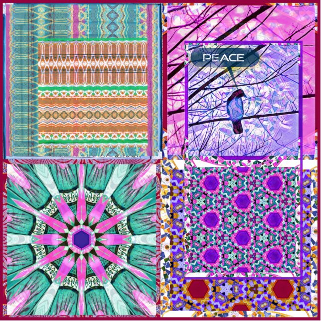 Azulejos Geometric Tiles with Bird of Peace Photo Sculpture Magnet (Front)