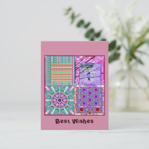 Azulejos Geometric Tiles with Bird of Peace Postcard