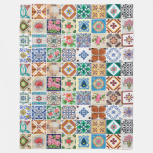 Azulejos & Peranakan Wall Mural Decorative Winter Fleece Blanket