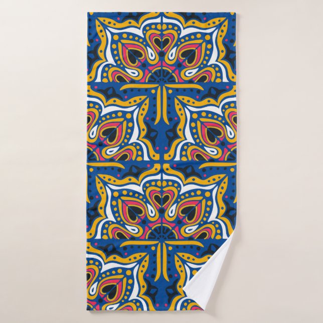 Azulejos portugal seamless pattern bath towel (Bath Towel)