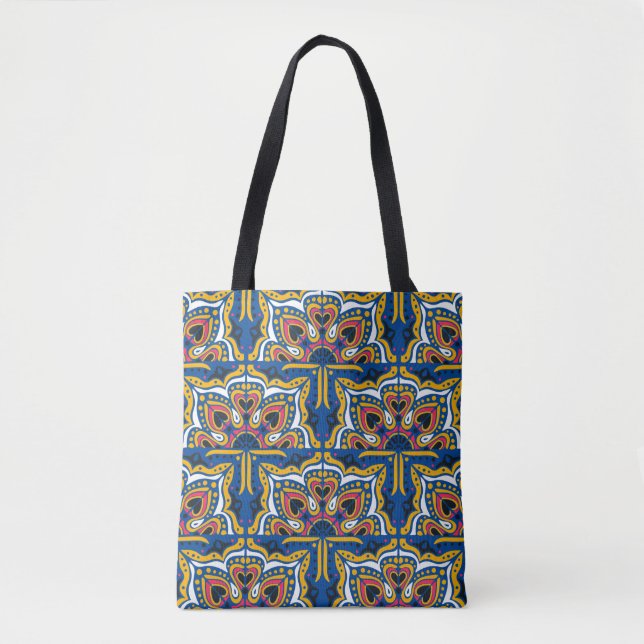 Azulejos portugal seamless pattern tote bag (Front)