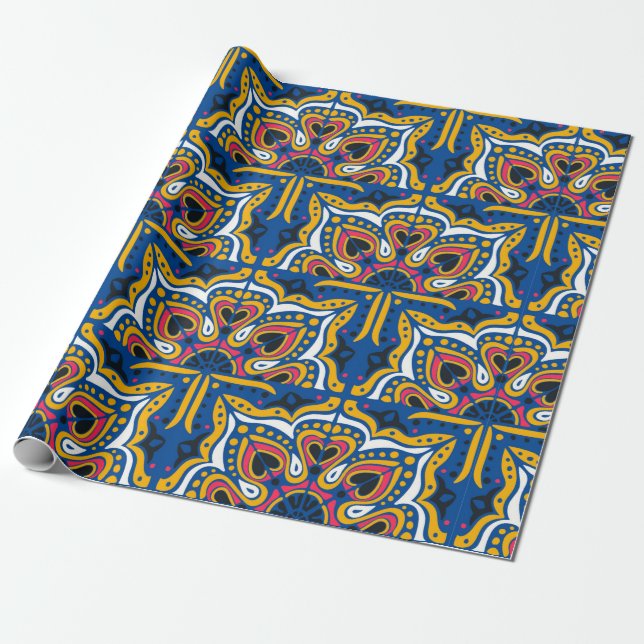 Azulejos portugal seamless pattern wrapping paper (Unrolled)