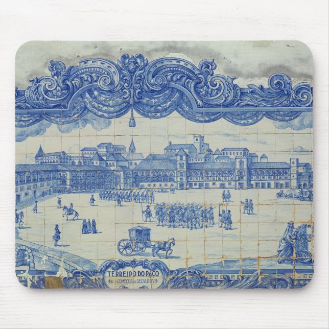 Azulejos tiles depicting the Praca do Comercio Mouse Mat (Front)