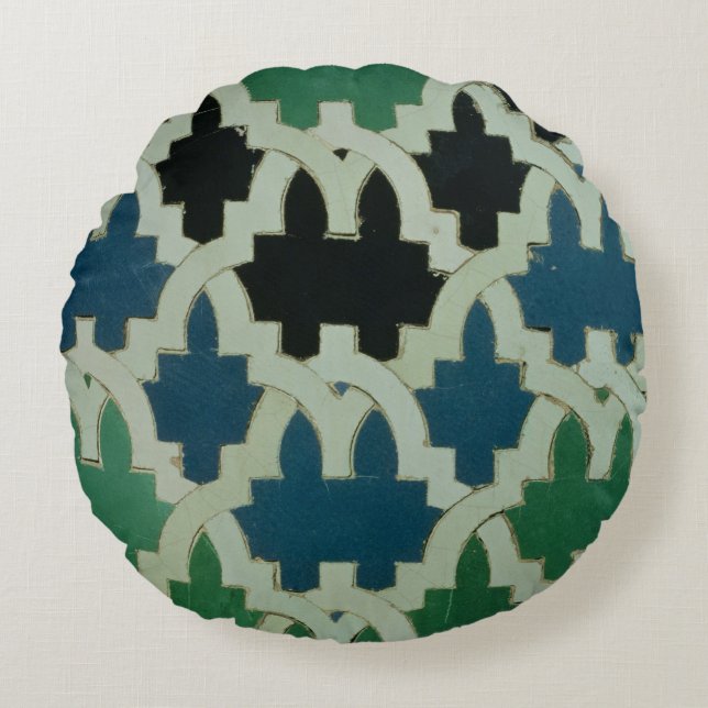 Azulejos tiles from the throne of the Sultans Round Cushion (Front)