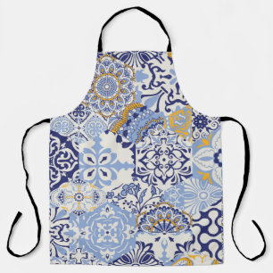 Azulejos tiles patchwork. Seamless colorful patchw Apron