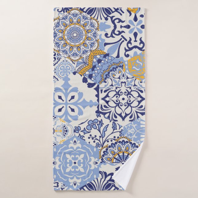 Azulejos tiles patchwork. Seamless colourful patch Bath Towel (Bath Towel)
