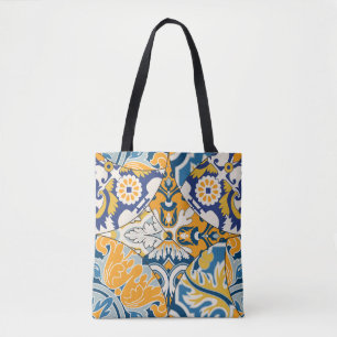 Azulejos Tiles Patchwork Vintage Wallpaper Tote Bag