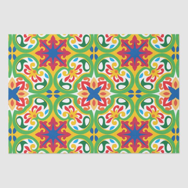 💛🧡💚 Azulejos, very decorative pattern,  Tissue Paper (Front)