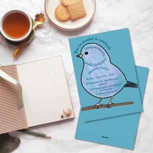Azure 50th Birthday Cute Bird Dinner Party  Invitation
