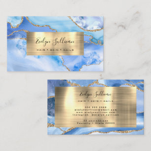 azure agate and gold foil business card