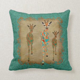 Azure & Amber Giraffes  Shadows MoJo Pillows