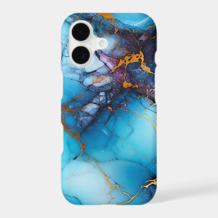 Azure & Amethyst Marble with Golden Veins