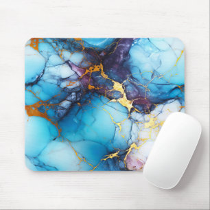 Azure & Amethyst Marble with Golden Veins Mouse Mat