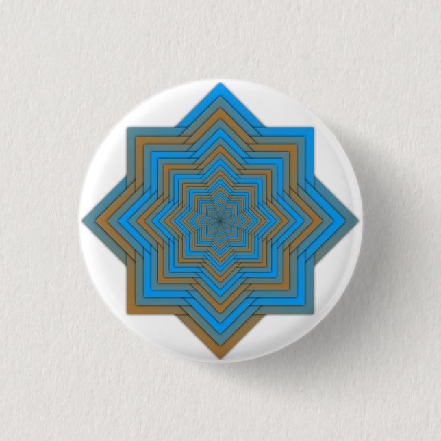 Azure and Ember Star 3 Cm Round Badge (Front)