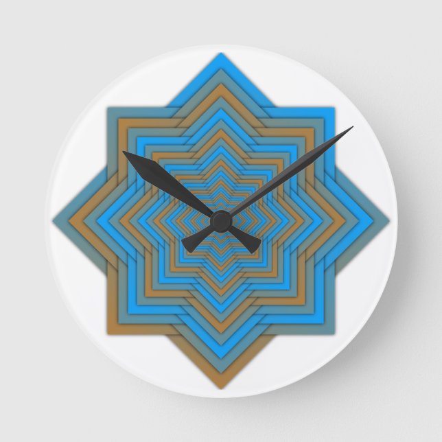 Azure and Ember Star Round Clock (Front)