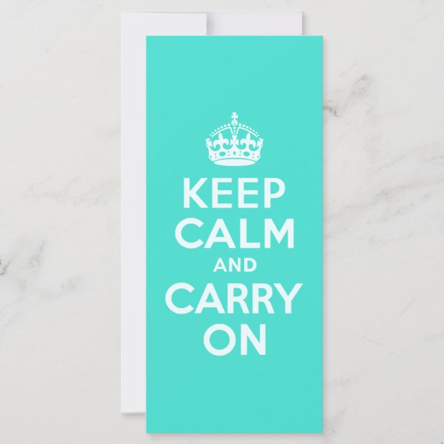 Azure and Turquoise Keep Calm and Carry On (Front)